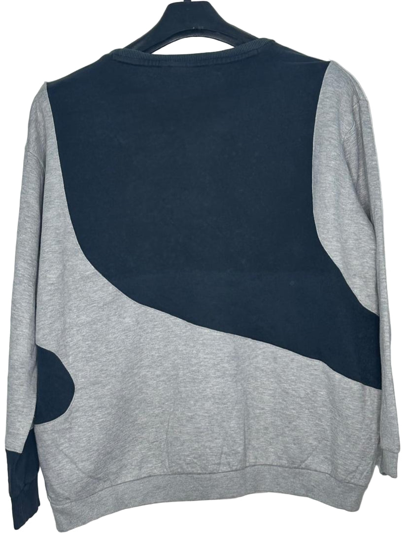 Upcycled Puma Sweatshirt | Grey & Black Patchwork Crewneck | Reworked Sportswear | Unisex Sizes S-XL | Sustainable Streetwear