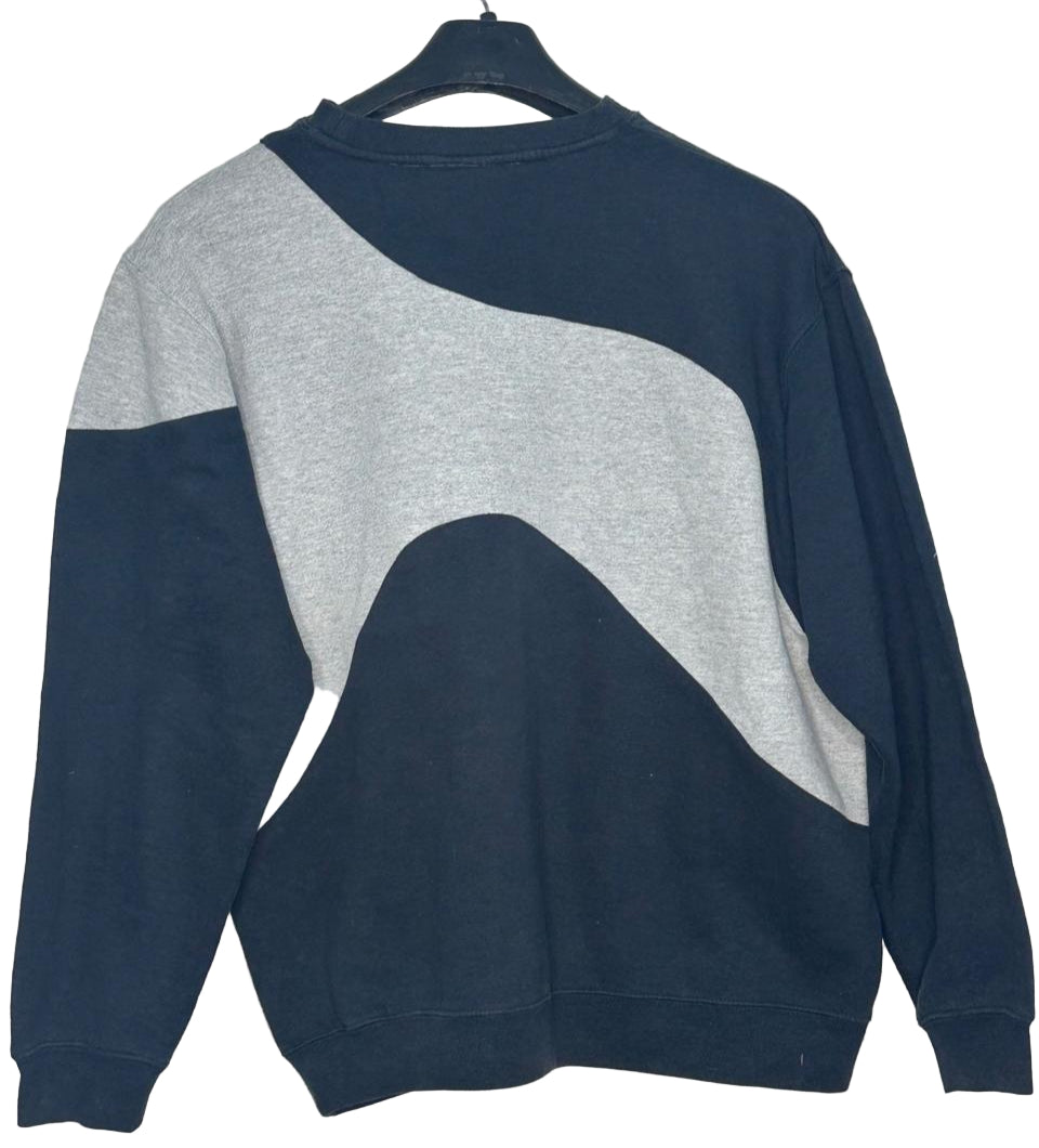 Upcycled Champion Sweatshirt | Grey & Black Color Block Crewneck | Reworked Unisex Streetwear | Sizes S-XL | Sustainable Fashion