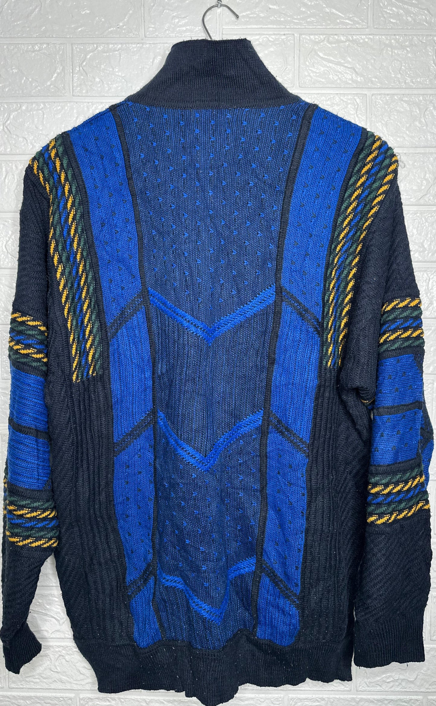 Basic Line Casual Wear Half-Zip Sweater – Blue, XL