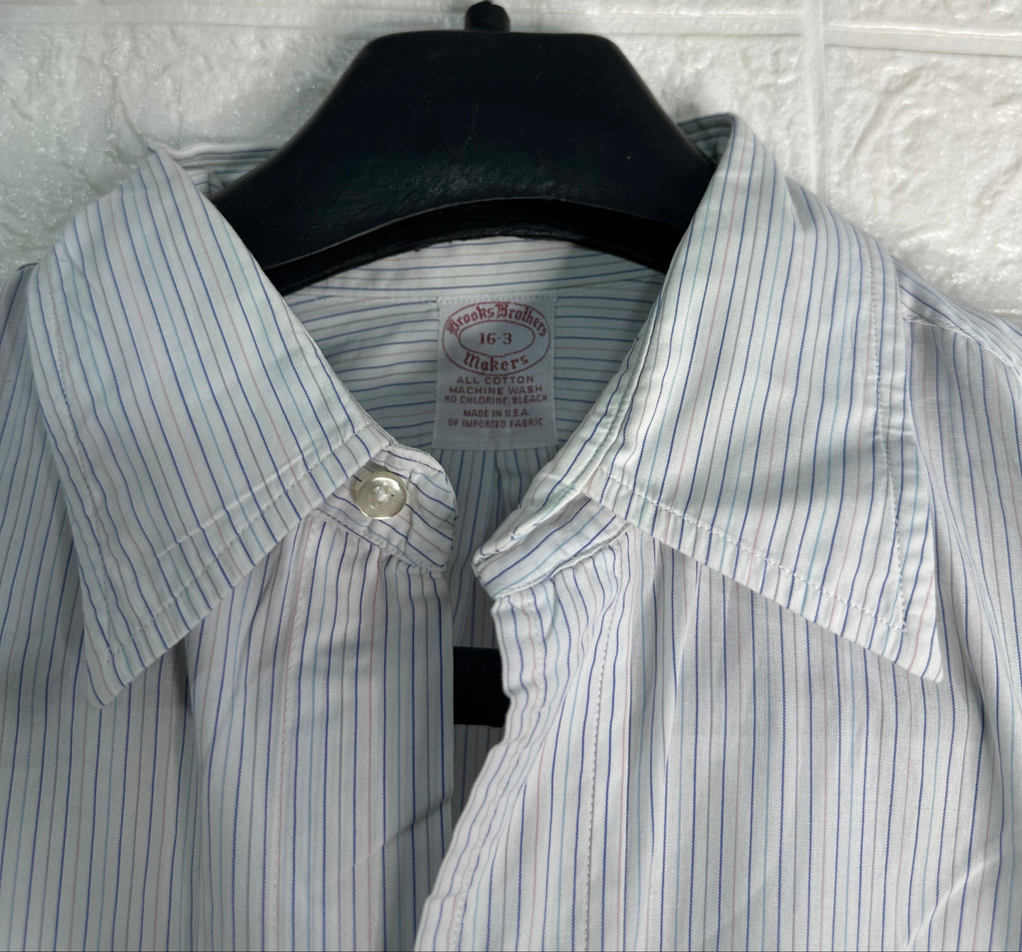 Brooks Brothers Men’s Pinstripe Dress Shirt | White & Blue Stripes | Size 16-3 | Made in USA
