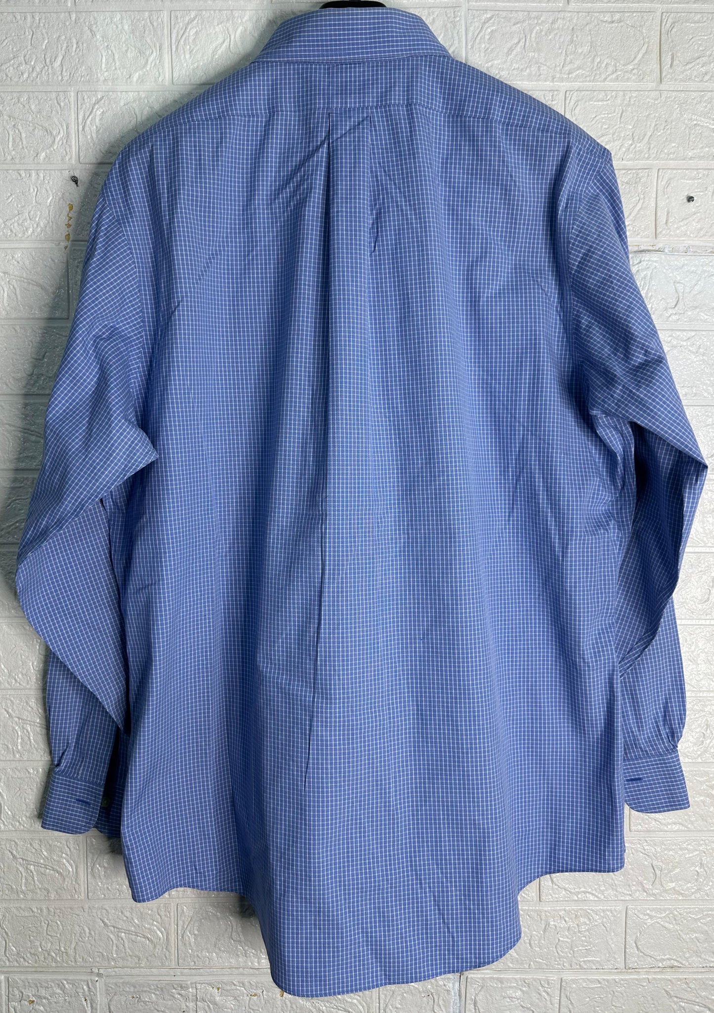 Brooks Brothers 18-36 Original Polo Shirt | Blue Micro Check | Non-Iron 100% Cotton | Classic Fit | Made in Malaysia
