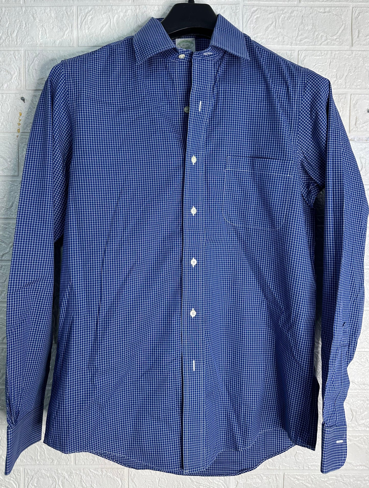 Brooks Brothers Milano Fit Dress Shirt | Blue Check Pattern | Size 15-34
