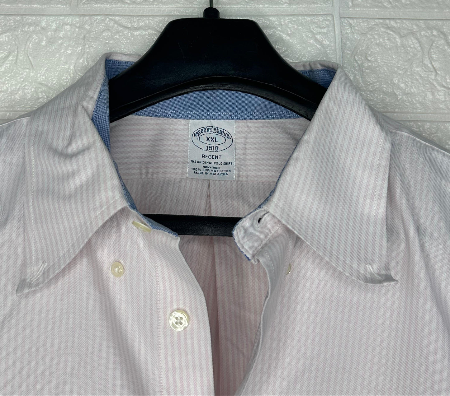 Brooks Brothers Regent Fit Original Polo Dress Shirt | Pink & White Stripe | Size XXL 1818