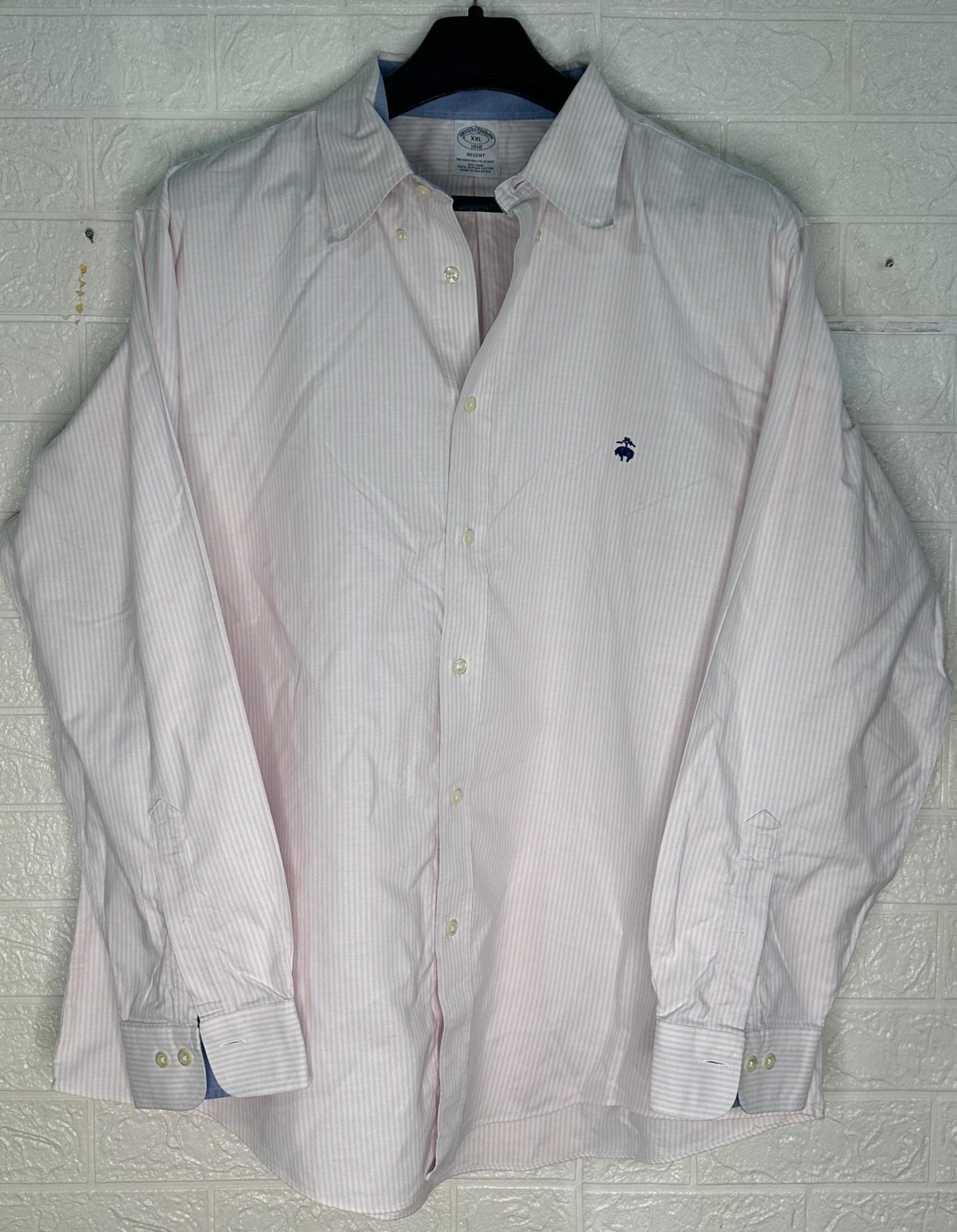 Brooks Brothers Regent Fit Original Polo Dress Shirt | Pink & White Stripe | Size XXL 1818