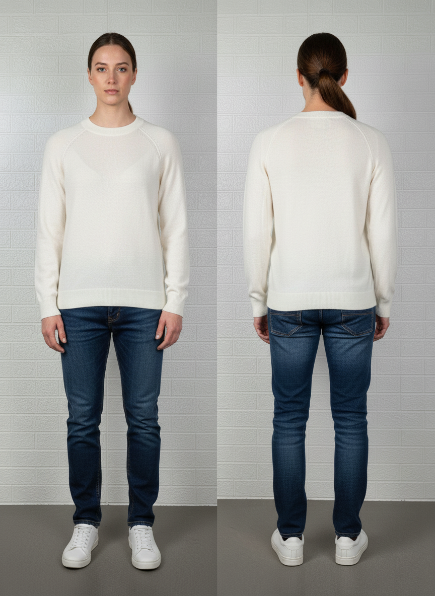 Calvin Klein Jeans Ribbed Sweater Large - Tan & Brown Crewneck Pullover
