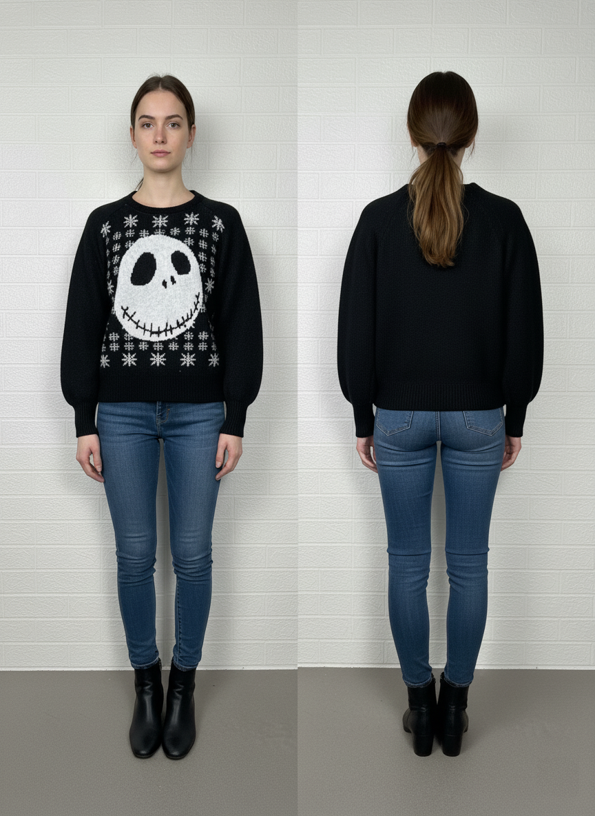 Calvin Klein Jeans Ribbed Sweater XS - Black Logo Pullover