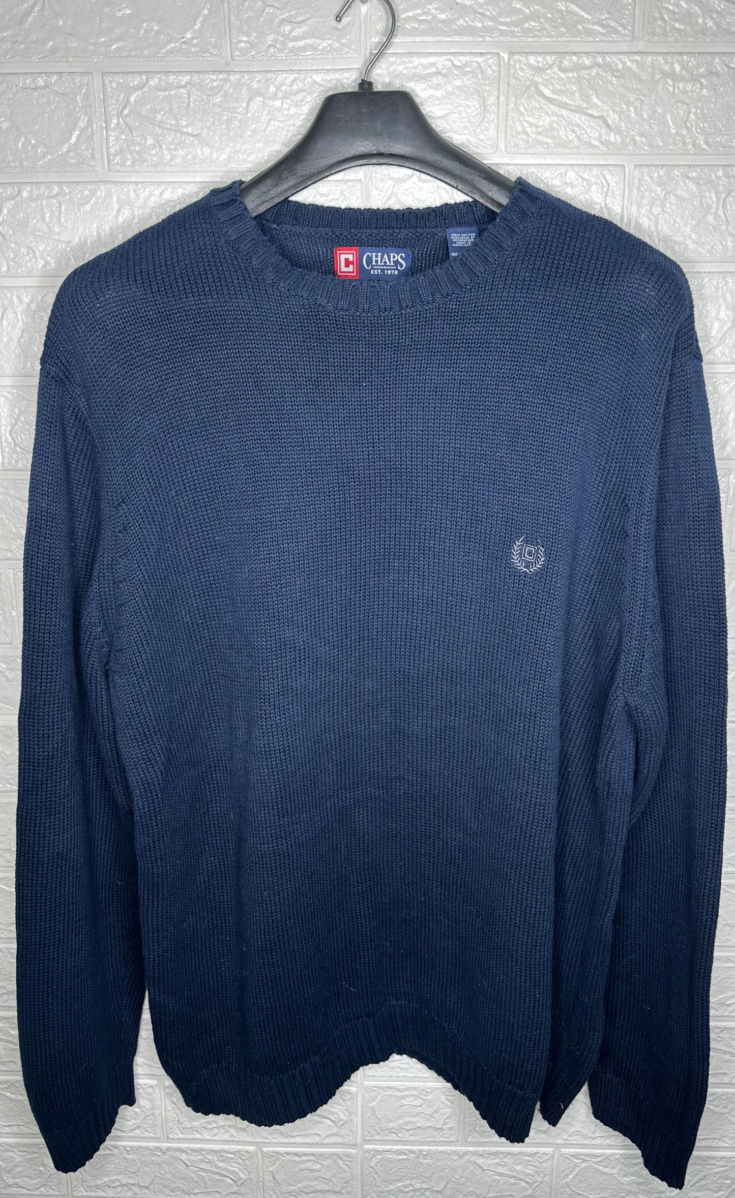 Chaps Ralph Lauren Men's Crewneck Sweater – Navy Blue, XXL