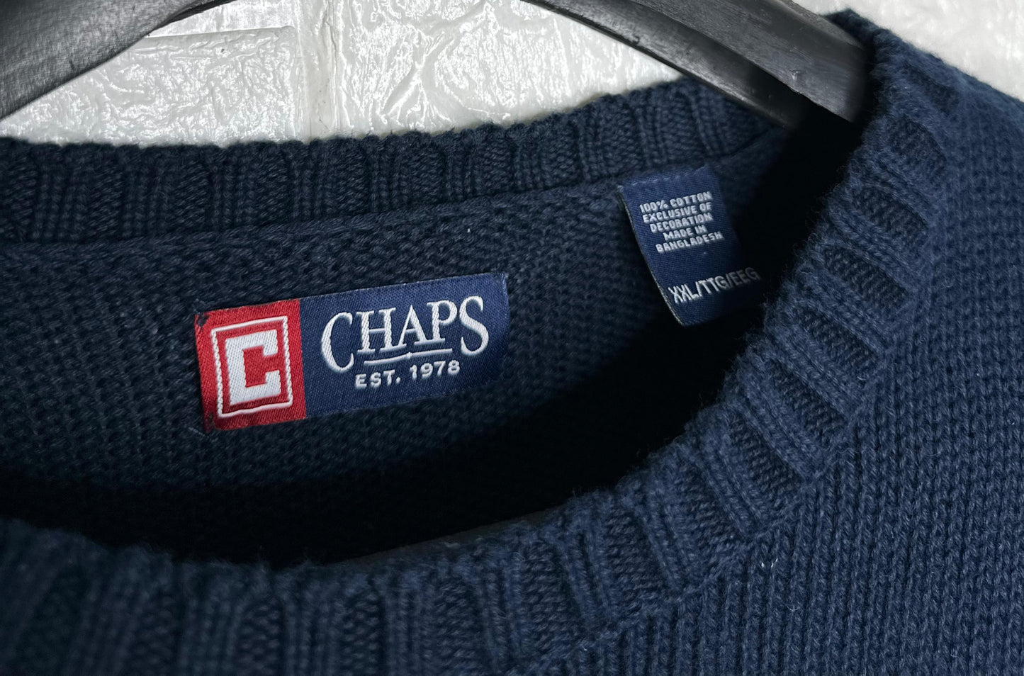 Chaps Ralph Lauren Men's Crewneck Sweater – Navy Blue, XXL