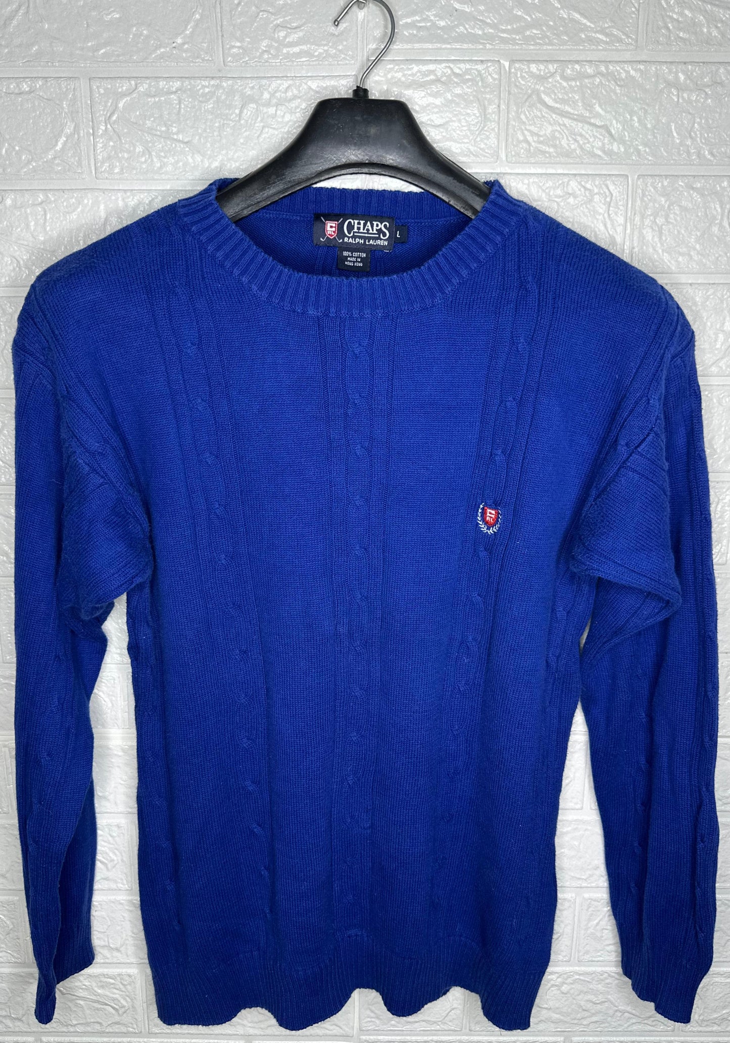 Chaps Ralph Lauren Men's Crewneck Sweater – Blue, Large
