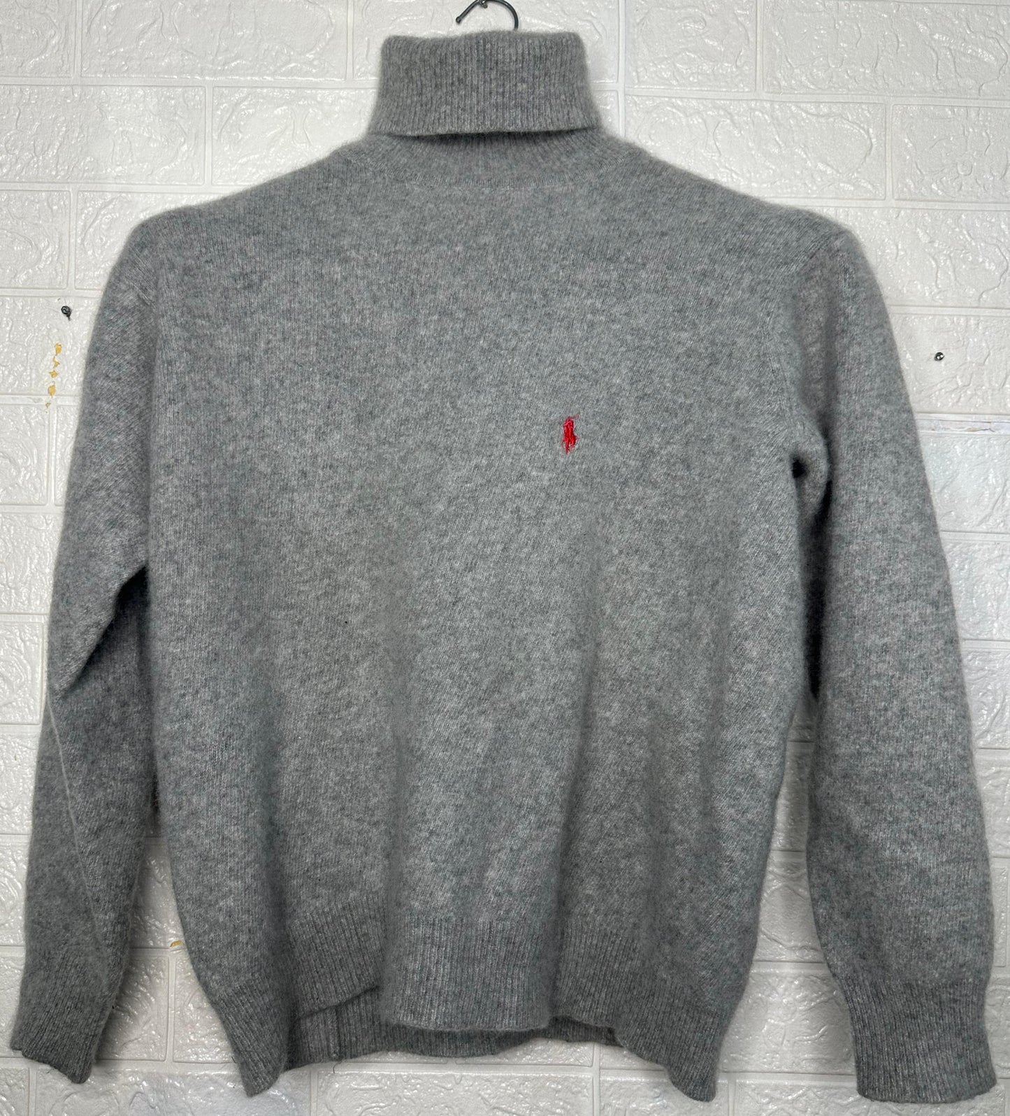 Polo Ralph Lauren Men’s Gray Turtleneck Sweater – Wool Blend Knit, Size Medium