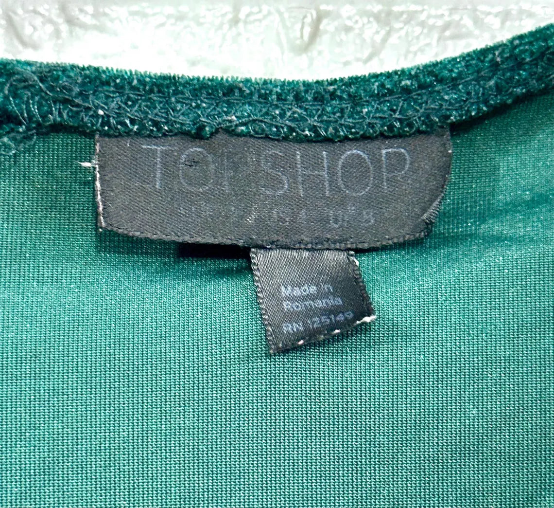 Y2K Topshop Green Velvet Top