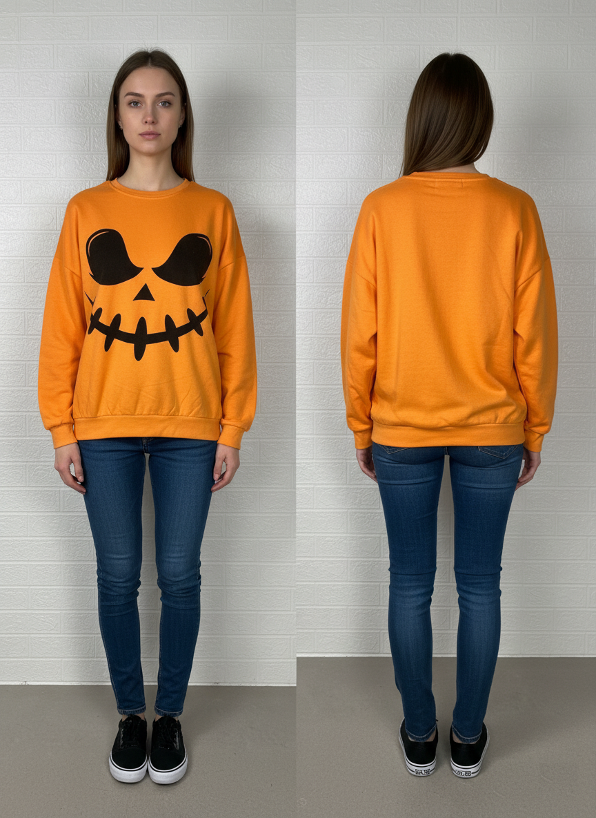 Halloween Pumpkin Face Sweatshirt (XL) - Spooky & Cozy🎃