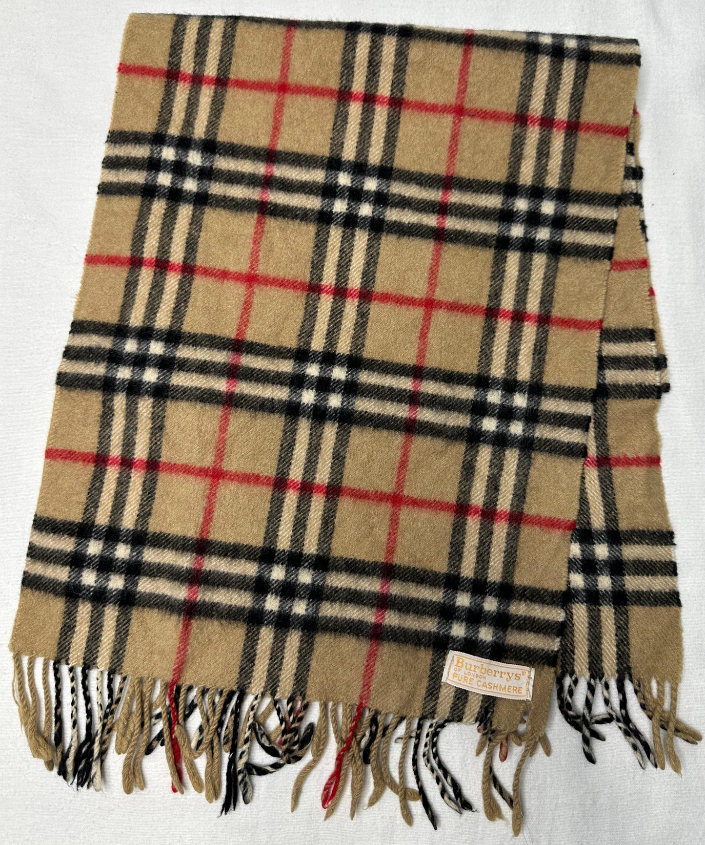 Burberrys Beige Check Scarf