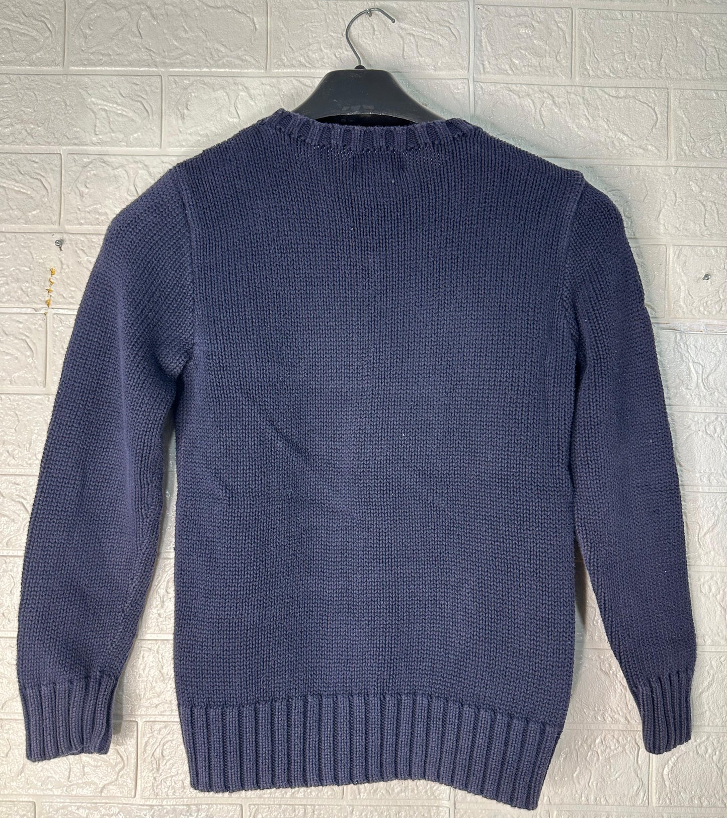 Polo Ralph Lauren Flag Sweater | Size M (10-12) | USA Flag Knit Pullover | Navy Cotton Crewneck | Y2K Preppy Americana Style | Pre-Owned