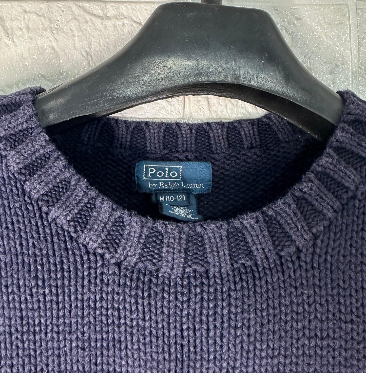 Polo Ralph Lauren Flag Sweater | Size M (10-12) | USA Flag Knit Pullover | Navy Cotton Crewneck | Y2K Preppy Americana Style | Pre-Owned