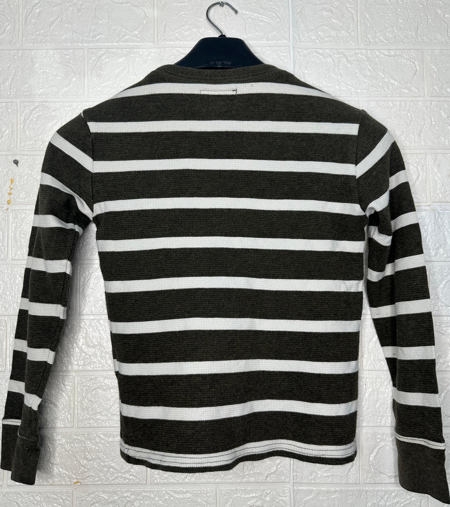 Polo Ralph Lauren Boys’ Striped Long Sleeve Shirt – Black & White, Size Medium (10–12)