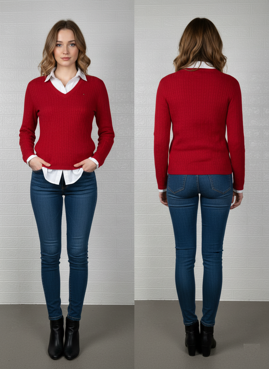 Tommy Hilfiger Mustard Red Cable Knit Sweater – Size S