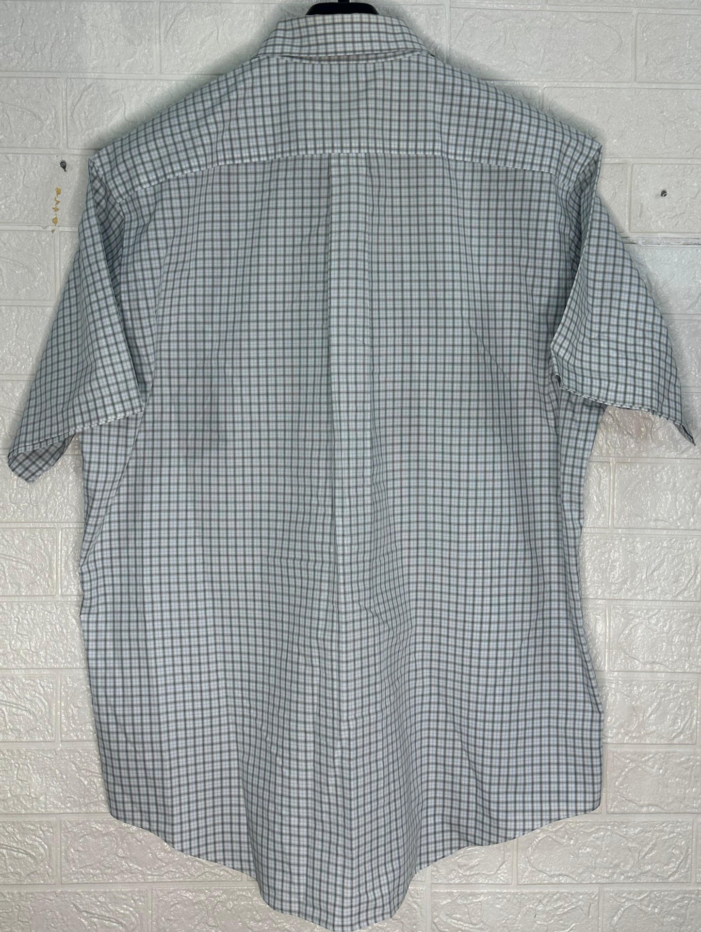 Brooks Brothers L Dress Shirt | Grey Check Original Polo | 100% Cotton Classic Fit | Made in Malaysia | Pre-Owned Men's Shirt