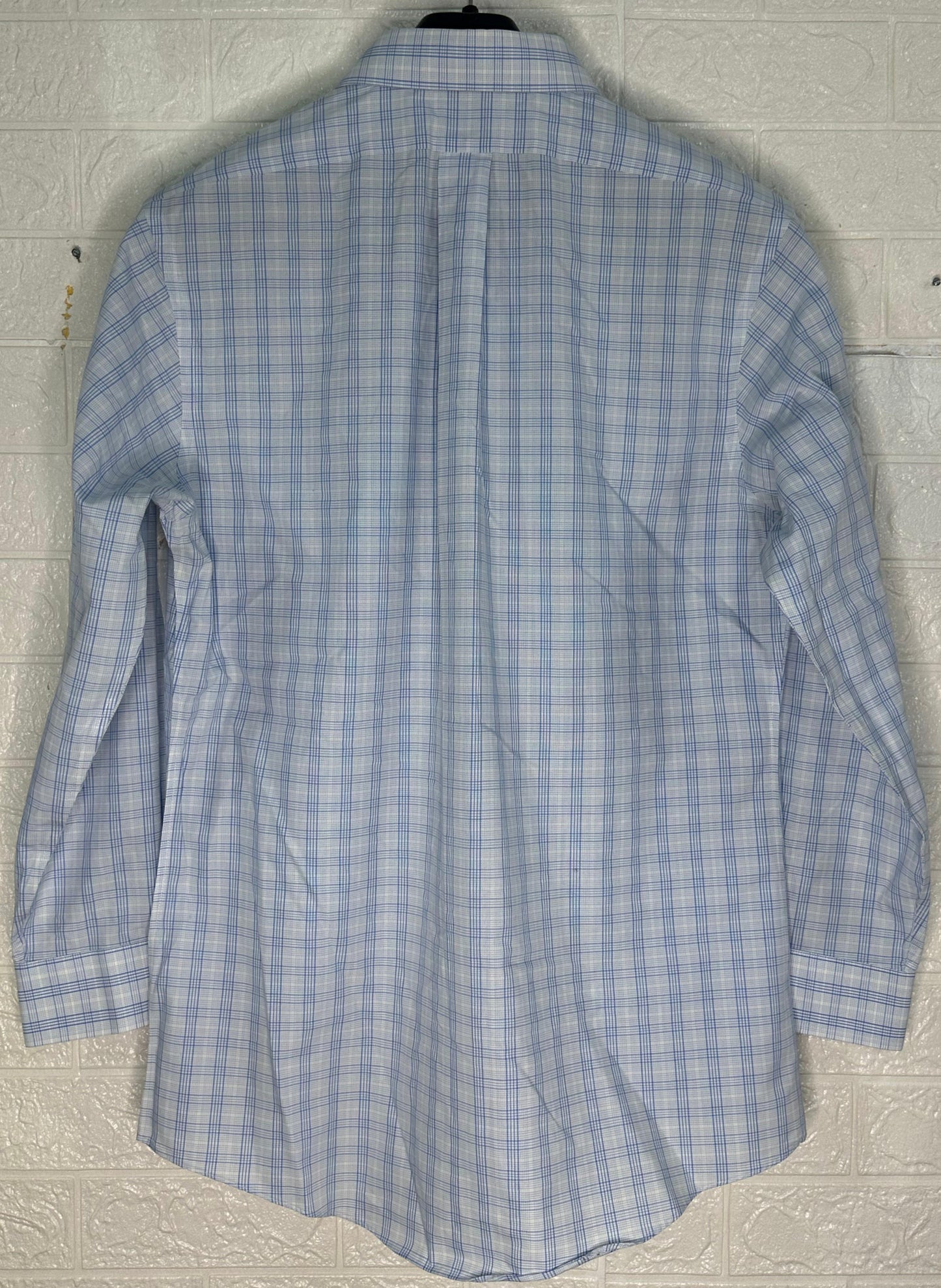 Brooks Brothers 15.5-32 Slim Fit Non-Iron Dress Shirt | Blue Check | 100% Cotton | Made in Malaysia | Formal Business Shirt