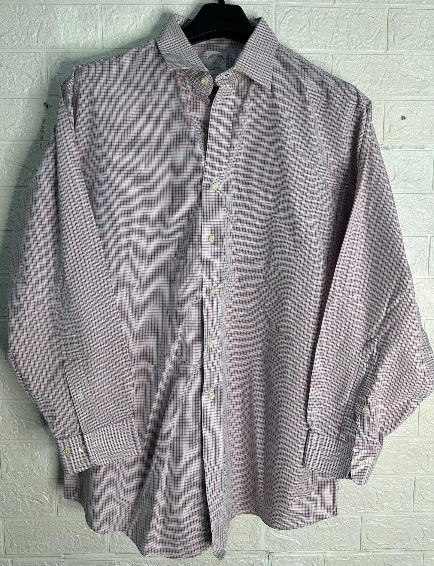 Brooks Brothers Non-Iron Dress Shirt | Red & White Check | Size 17½-36