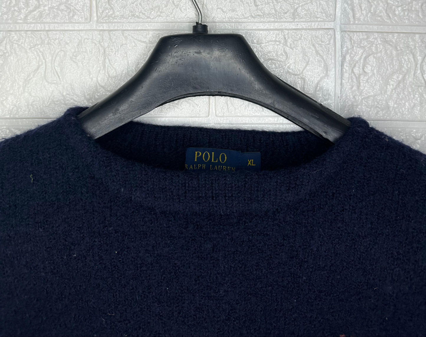 Polo Ralph Lauren Women’s Wool Sweater – Navy Blue, Size XL, Embroidered Logo