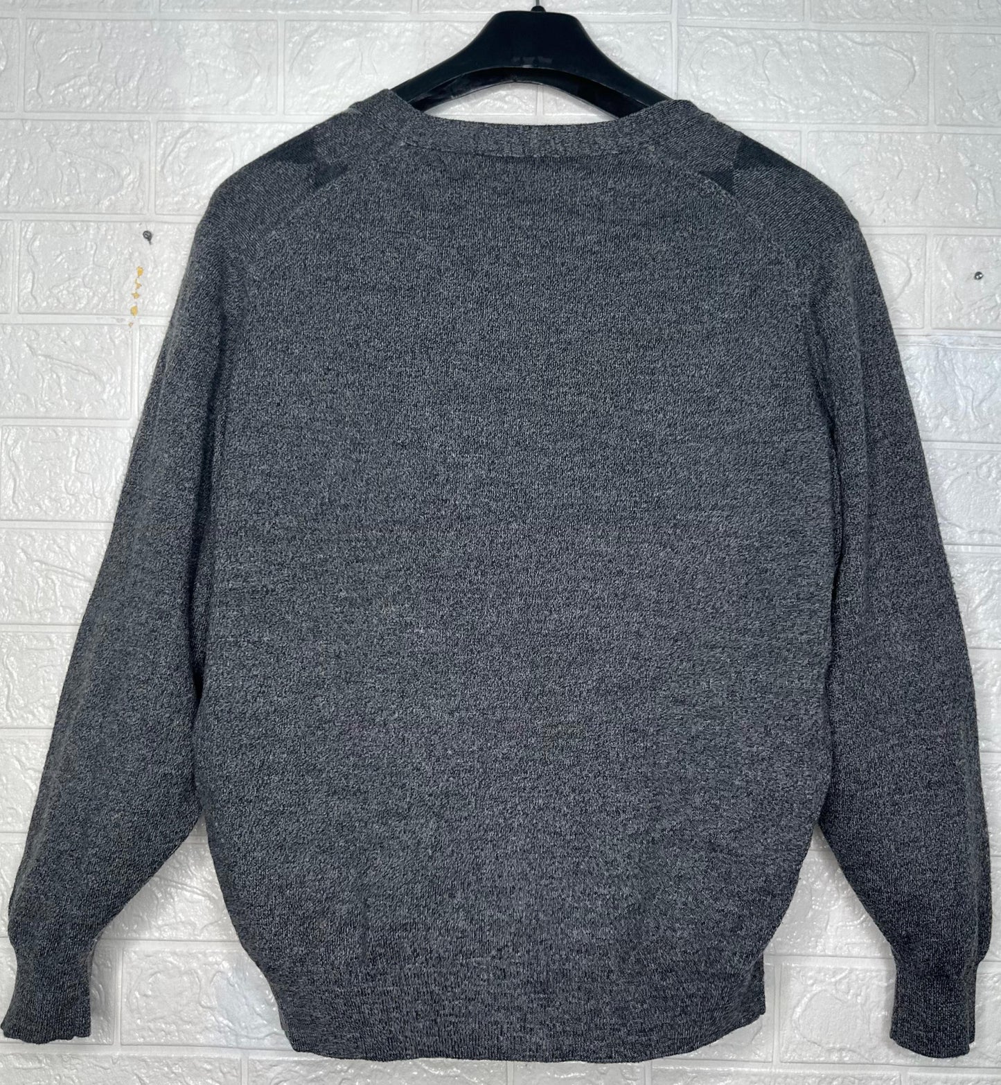 Vintage Burberrys Argyle Knit Cardigan | Gray Wool Blend Sweater | Size Chest 43” / 107 cm