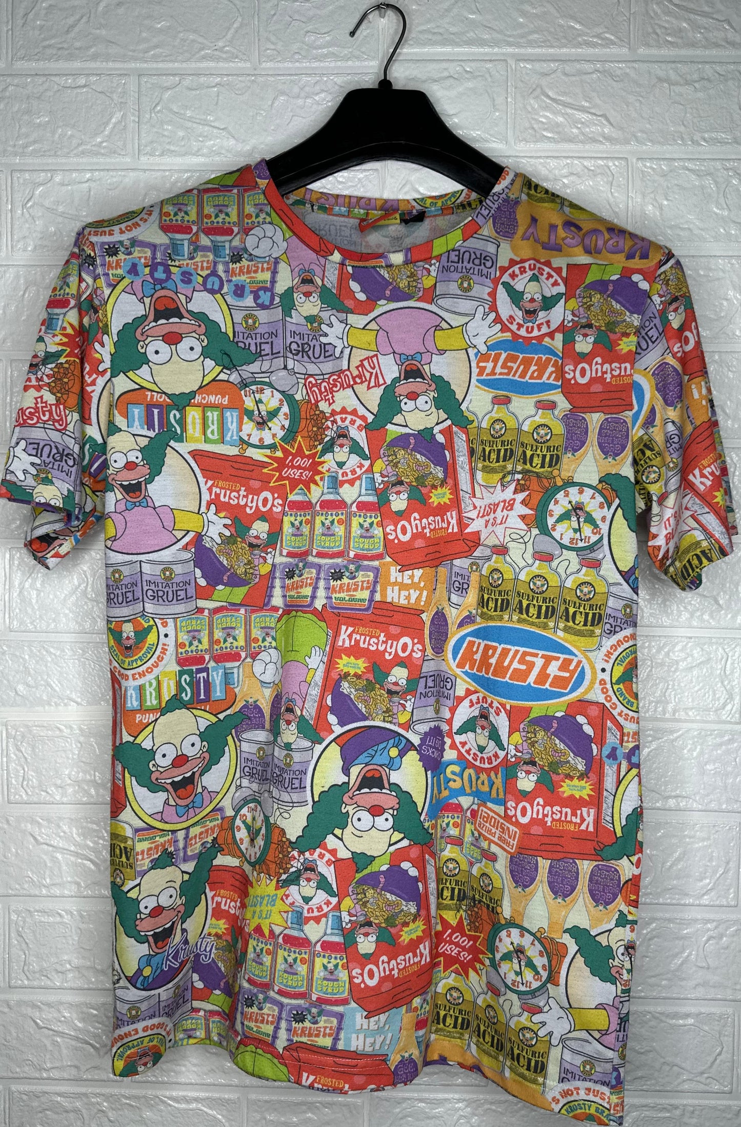 The Simpsons Krusty the Clown Graphic T-Shirt S - All-Over Print Cartoon Tee