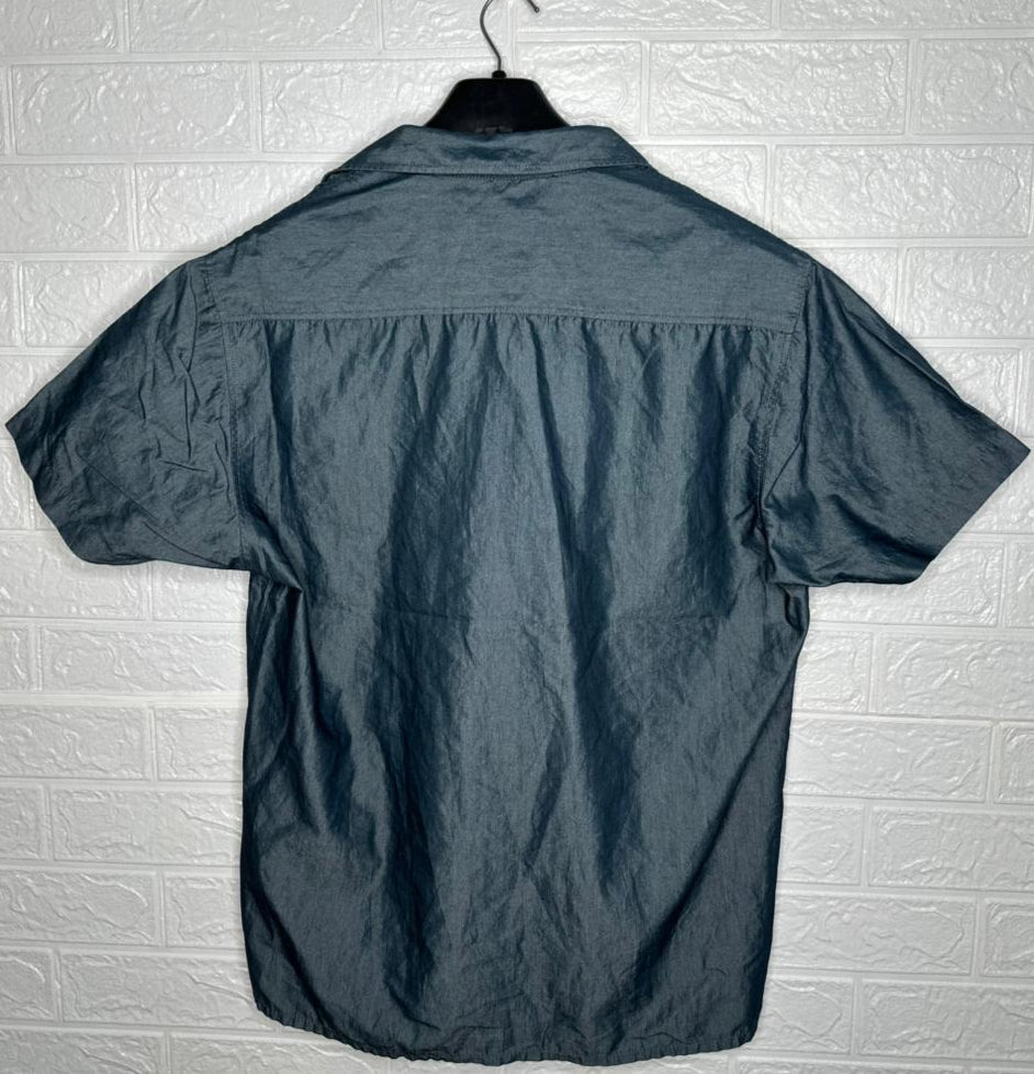 Cedar wood State Men’s Shirt – Blue Short Sleeve with Print