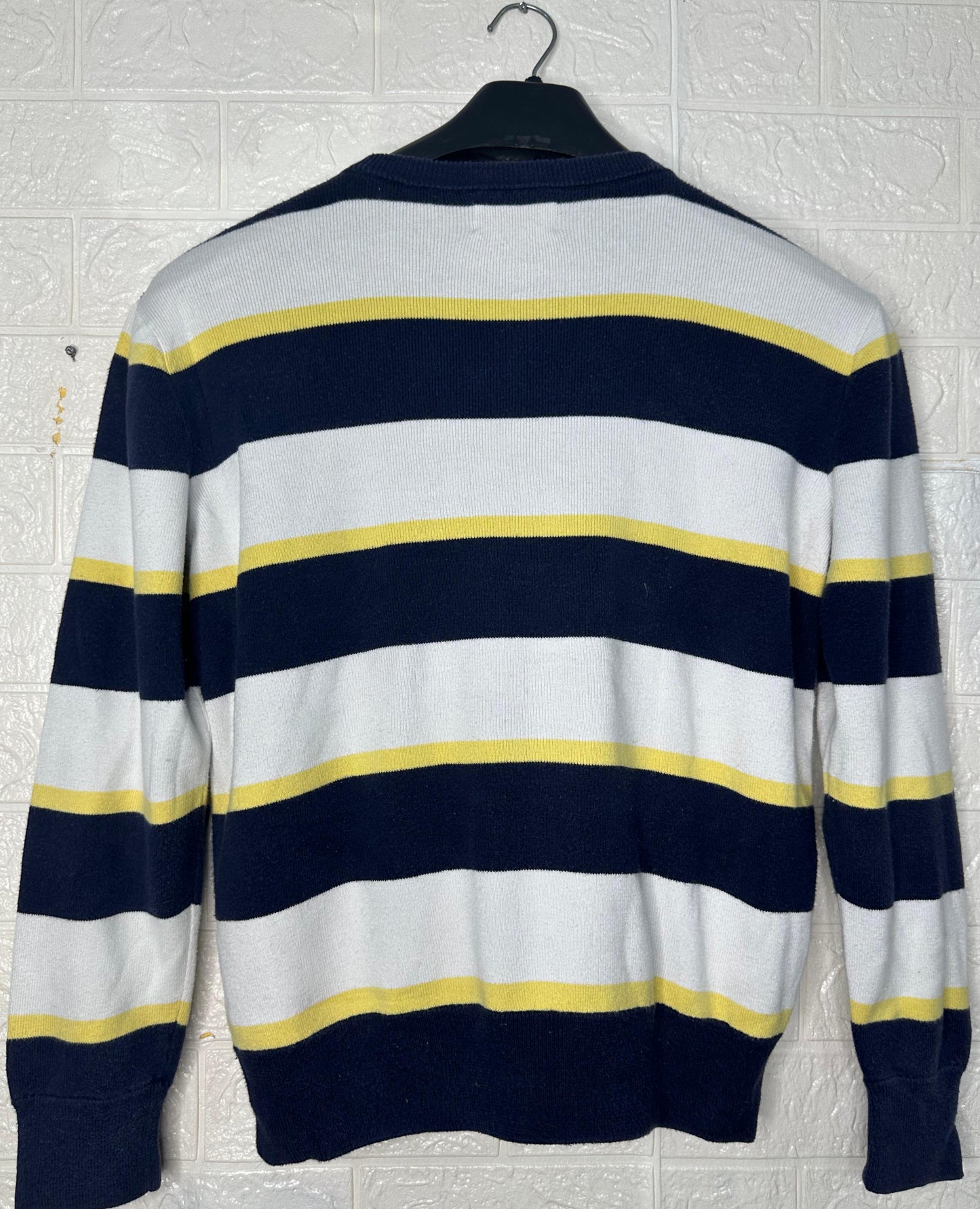 Polo Ralph Lauren Striped Crewneck Sweater – Navy, White & Yellow – Men’s Size M