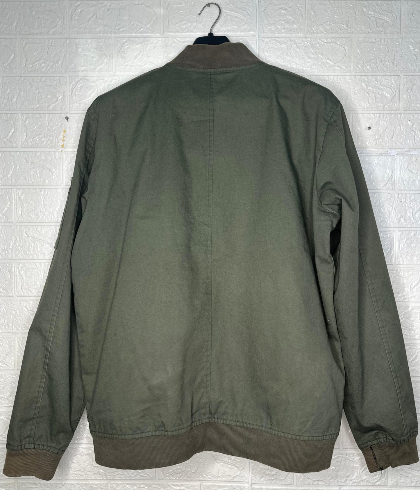 Preloved Dickies Men’s Bomber Jacket – Olive Green Workwear Style, Size X-Large
