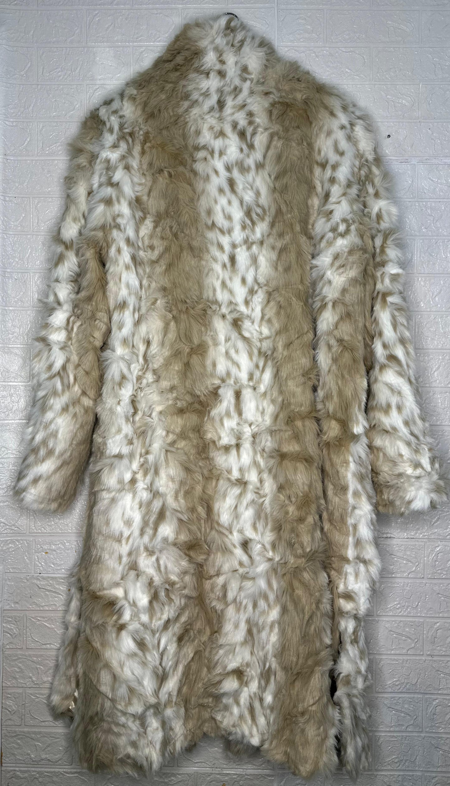 Dennis Basso Fur Long Coat – Beige & White Women’s Winter Jacket, Size XXXL