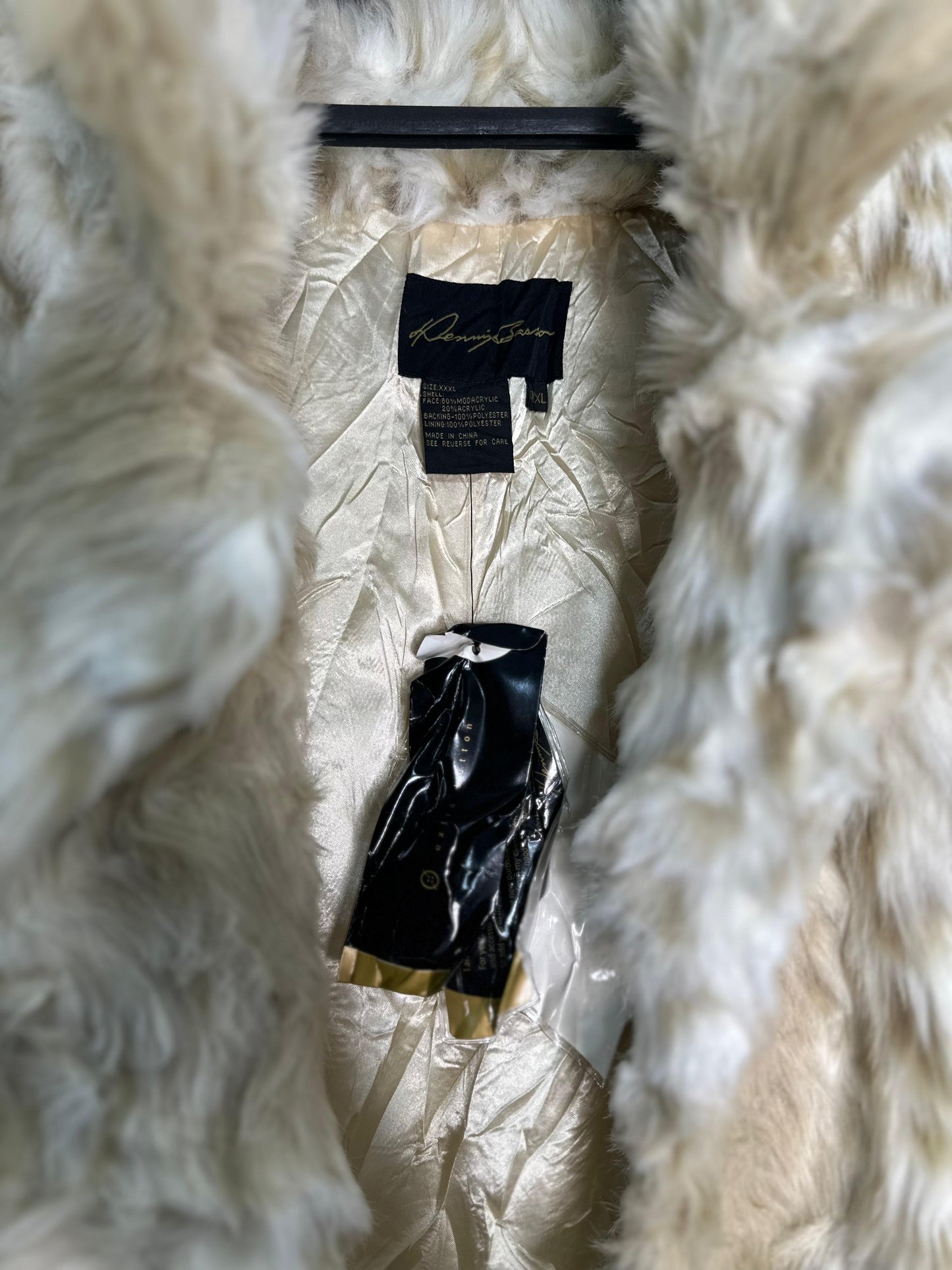 Dennis Basso Fur Long Coat – Beige & White Women’s Winter Jacket, Size XXXL