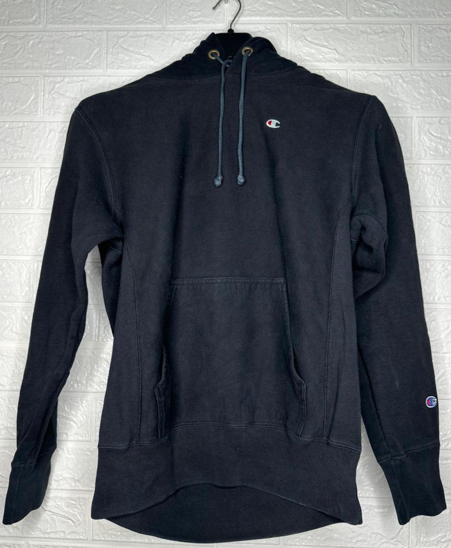 Champion Black Reverse Weave Hoodie M - Classic Logo Pullover
