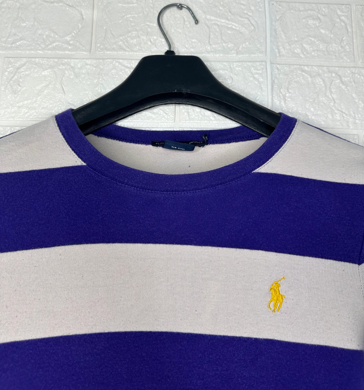 Polo Ralph Lauren Women’s Striped Long Sleeve Shirt – Purple & White, Size Medium