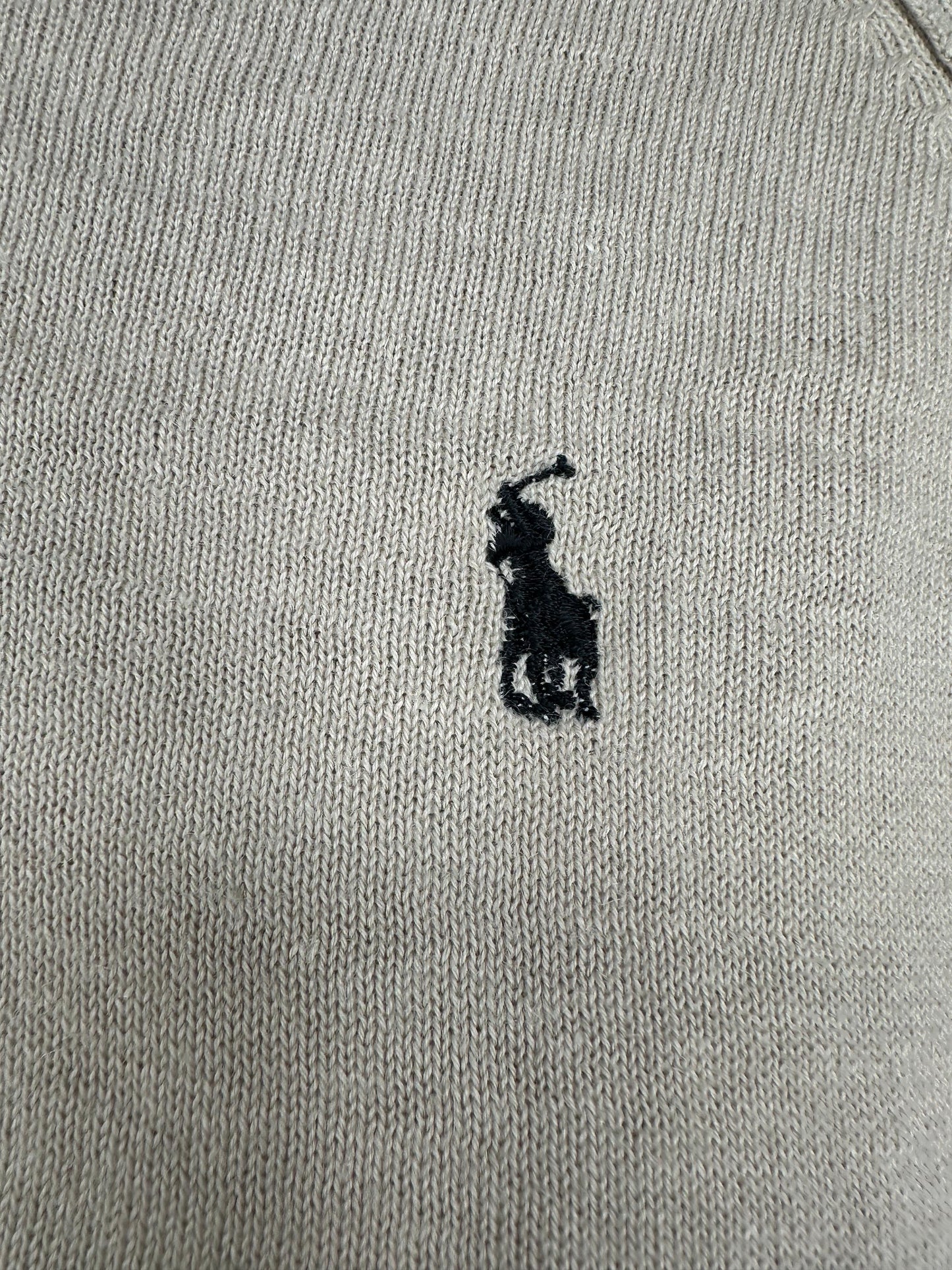 Polo Ralph Lauren V-Neck Sweater | Beige Knit Jumper | Size Small | Classic Polo Pullover