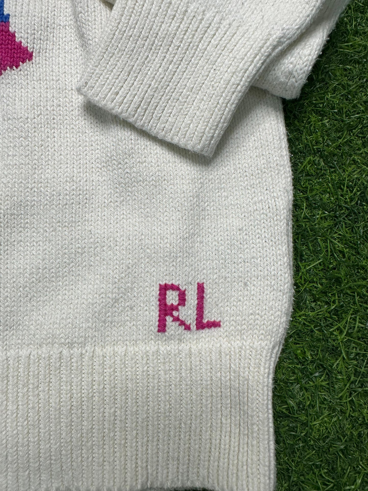 Ralph Lauren Polo Bear Sweater | Size L/G (12–14) | White Knit Pullover | Iconic Preppy Style | Vintage Y2K Polo Bear Crewneck | Pre-Owned