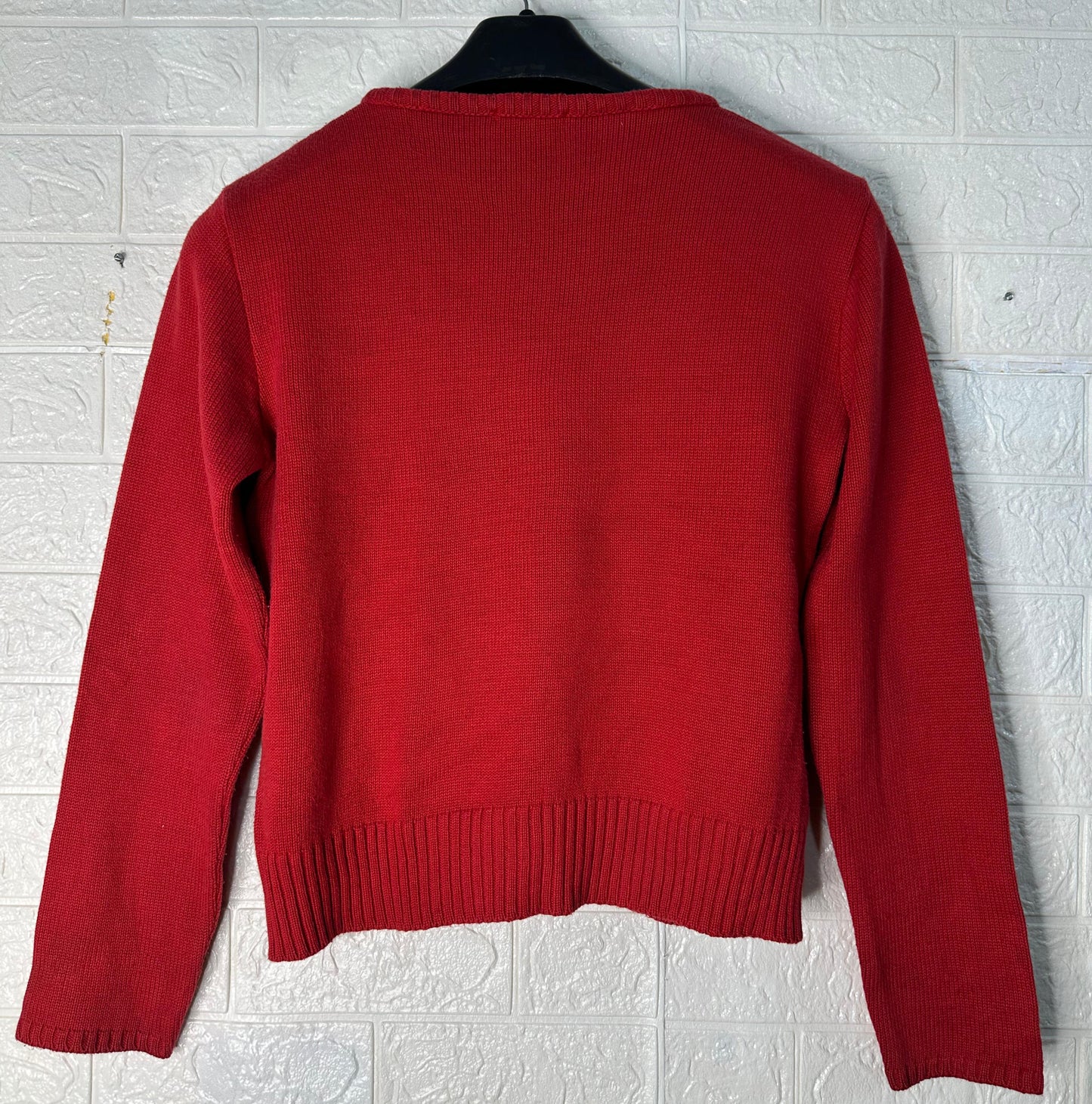 Vintage Polo Jeans Co. Ralph Lauren Flag Sweater | Women’s Size Large | Red Knit Sequin Pullover | Y2K Americana Style | RL USA Sweater