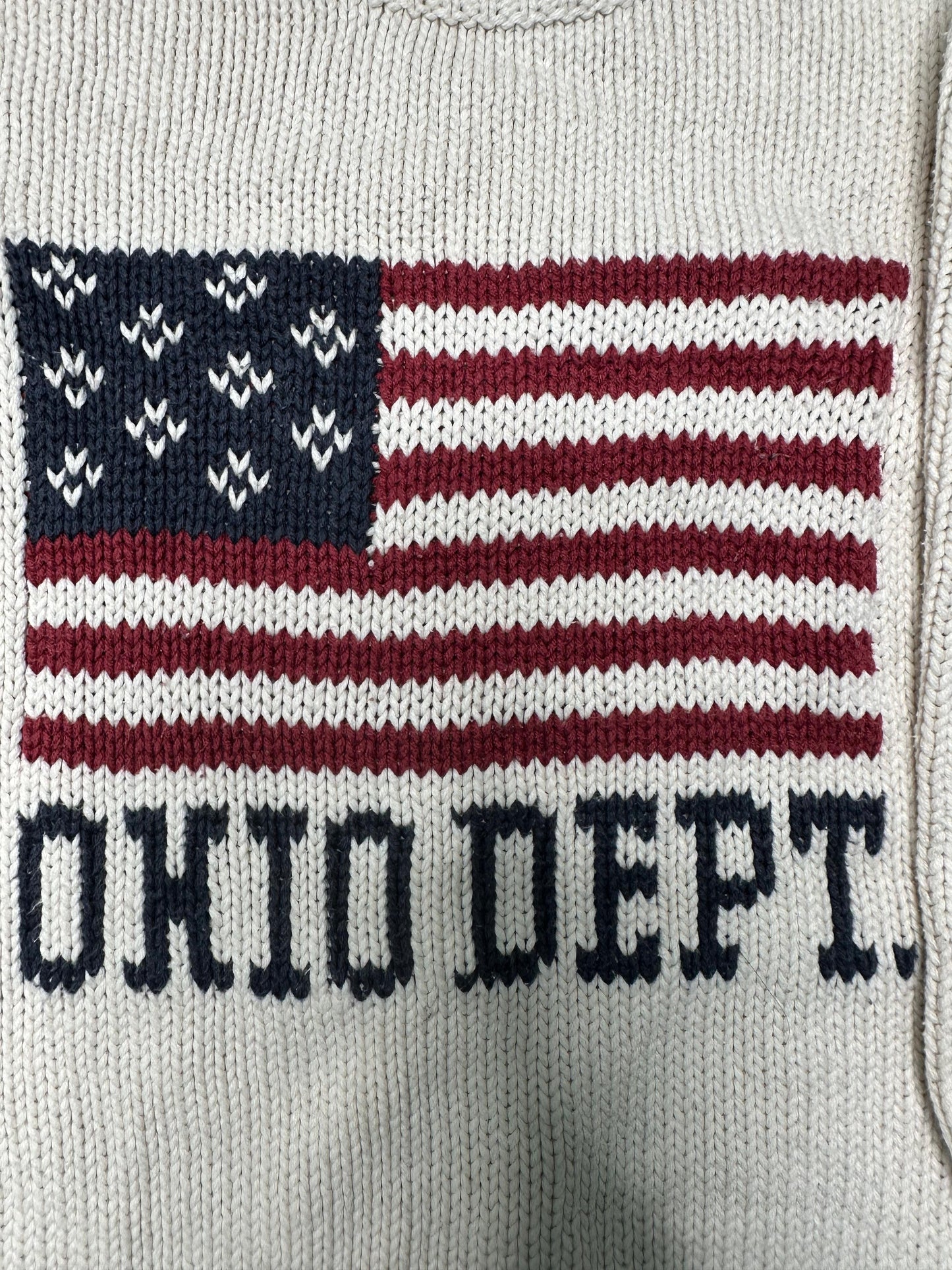 Kids Vintage Style American Flag Sweater | Size 3-4 Years | Ohio Dept Knit Pullover | Patriotic USA Crewneck | Toddler Americana Jumper
