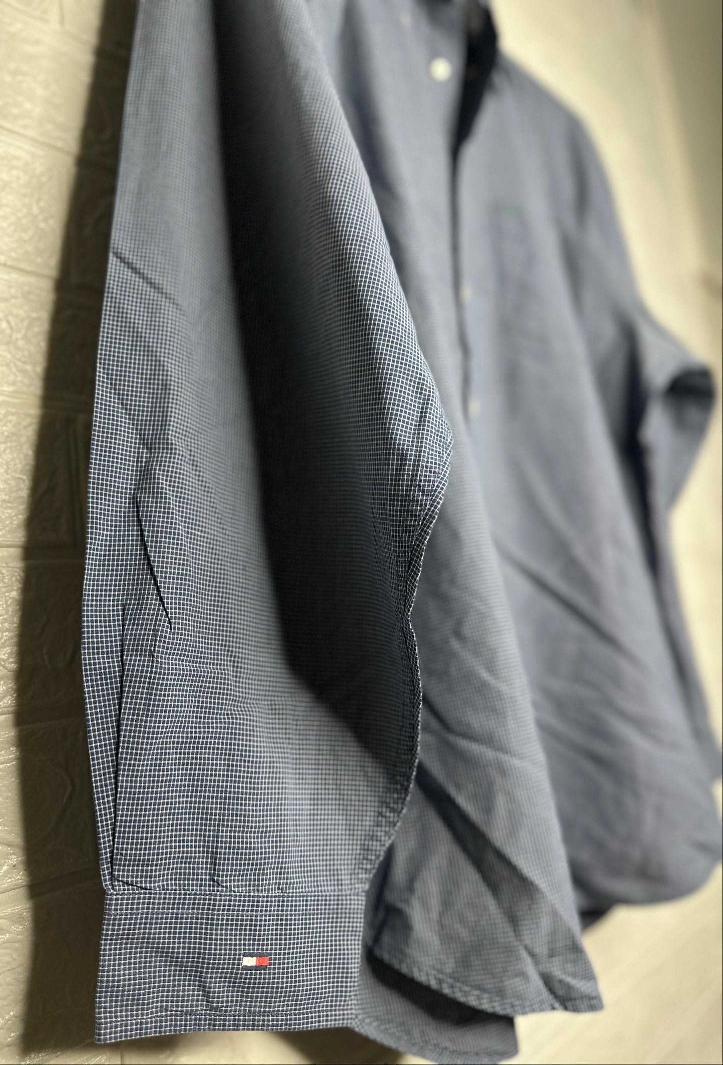 Tommy Hilfiger Men’s Shirt XL – Blue Micro Checkered Cotton Casual Wear