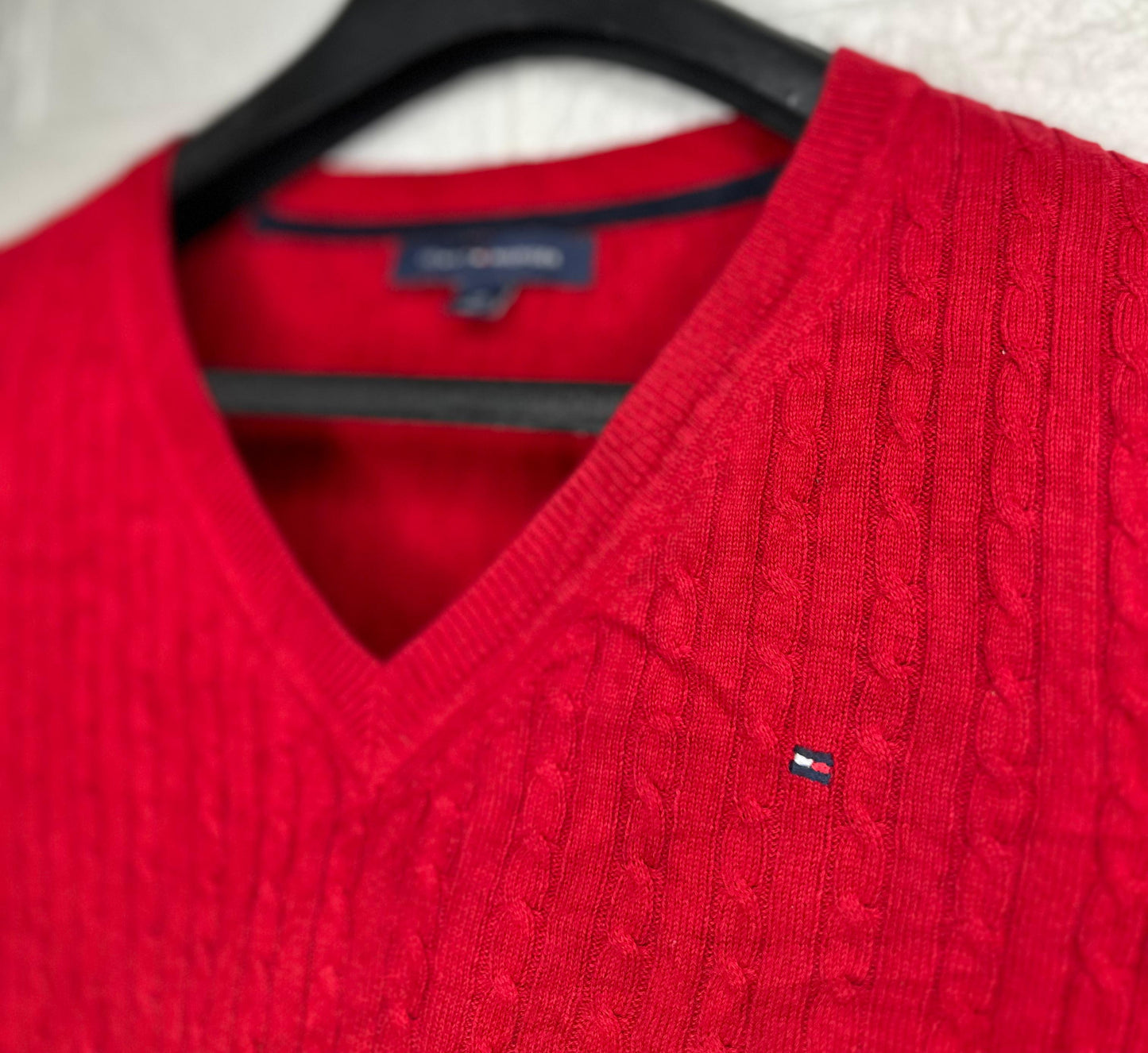 Tommy Hilfiger Mustard Red Cable Knit Sweater – Size S