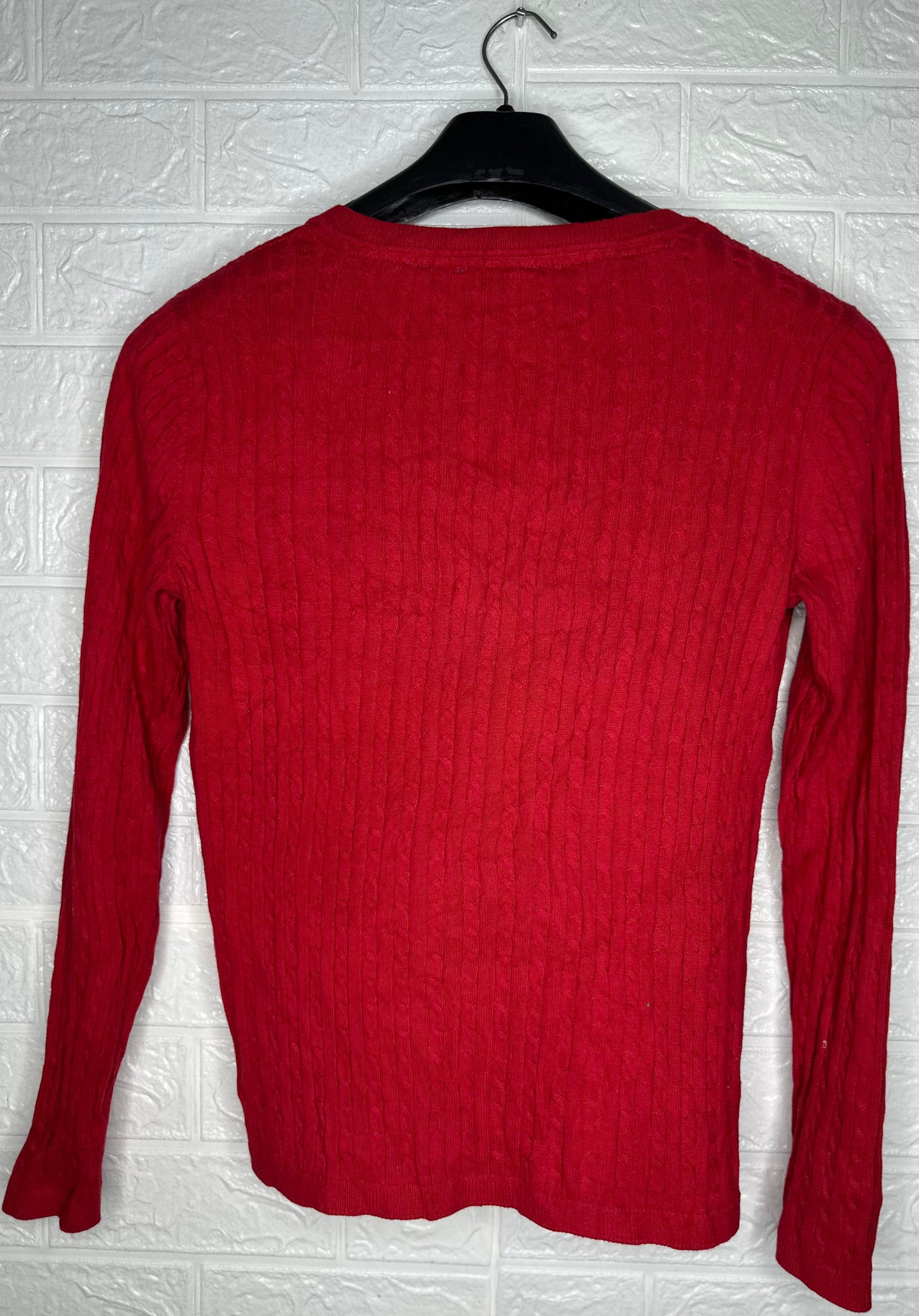 Tommy Hilfiger Mustard Red Cable Knit Sweater – Size S