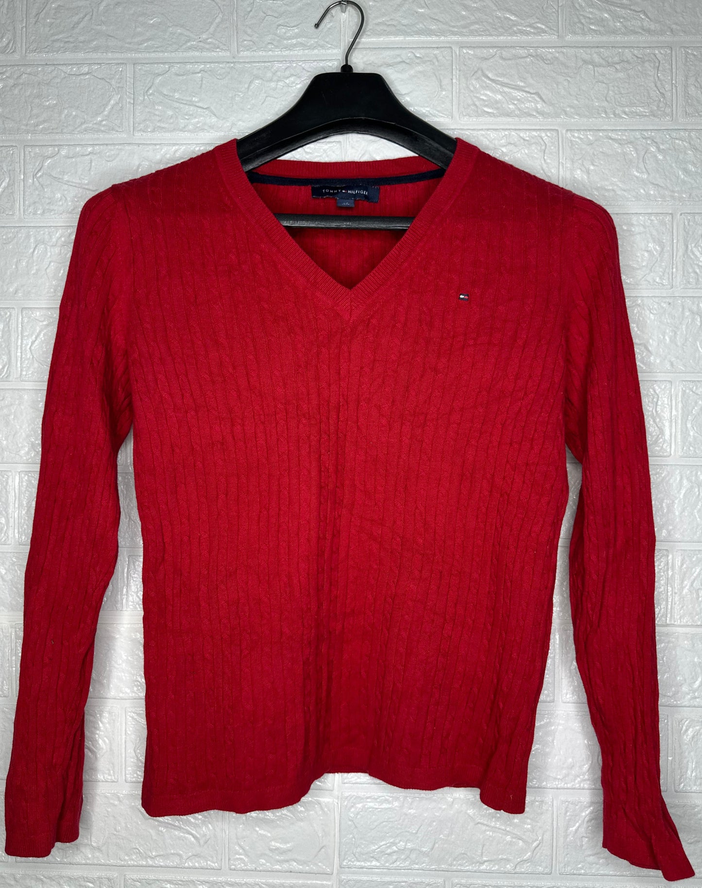 Tommy Hilfiger Mustard Red Cable Knit Sweater – Size S