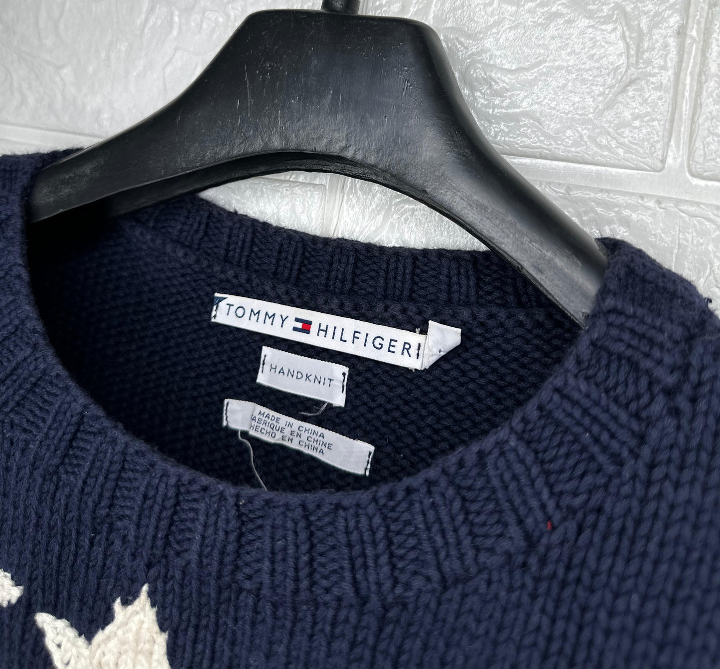 Tommy Hilfiger Handknit American Flag Sweater Vest M - Red White Blue Knitted Top