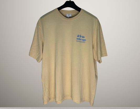 H&M Solar Age Beige T-Shirt | Eco-Inspired Minimal Design | Size XL