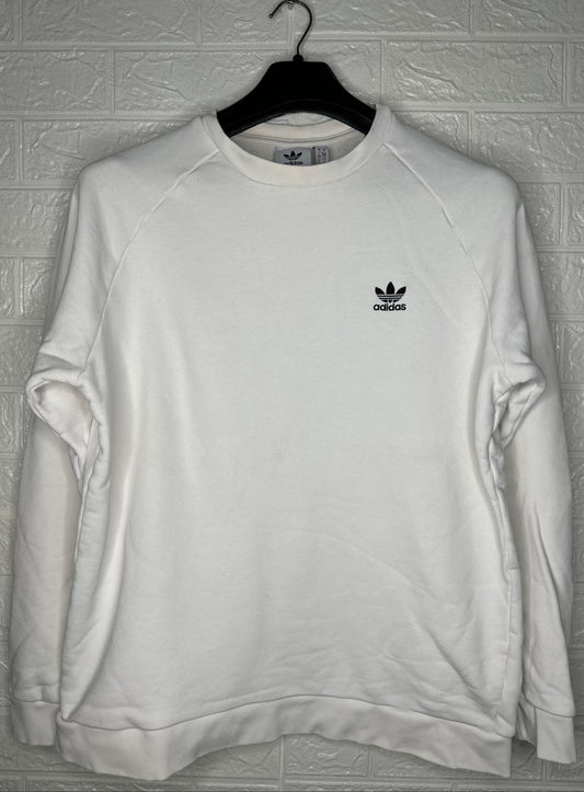 Adidas Originals White Sweatshirt Men’s Size Large Trefoil Logo Crewneck Pullover