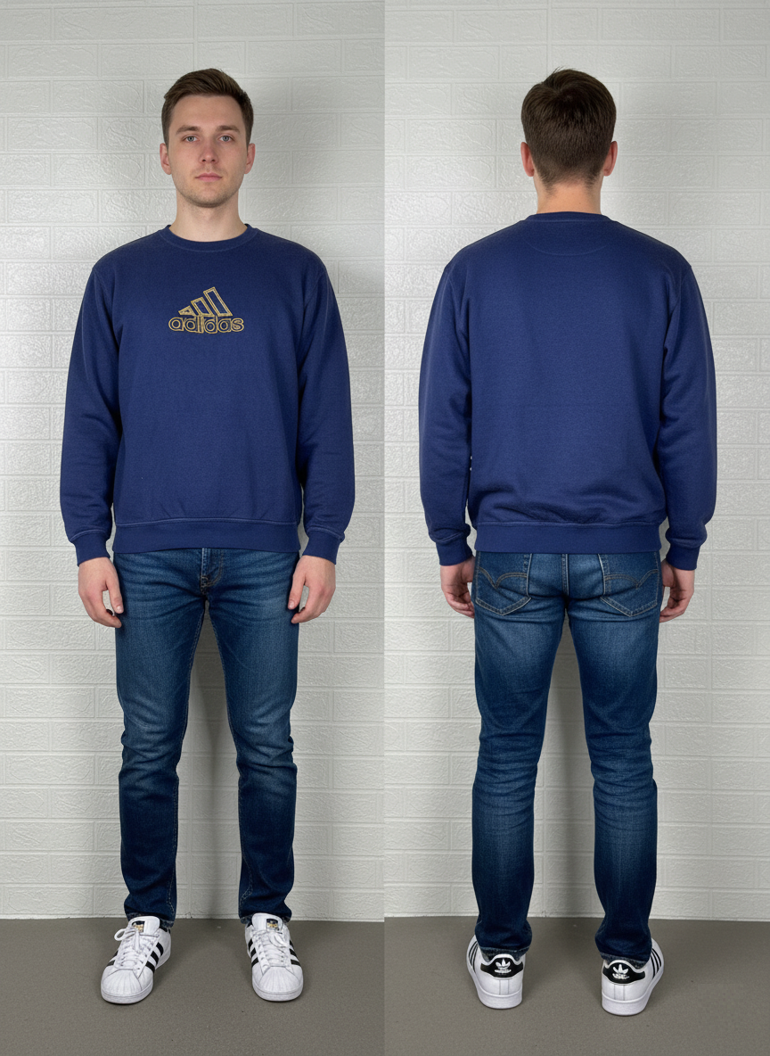 Adidas Blue Sweatshirt – Medium – Embroidered Logo – Size Medium