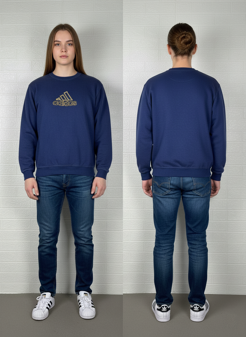 Adidas Blue Sweatshirt – Medium – Embroidered Logo – Size Medium
