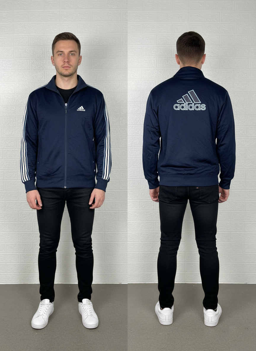 Adidas Navy Blue Track Jacket - Classic Tracksuit Top - Size Small