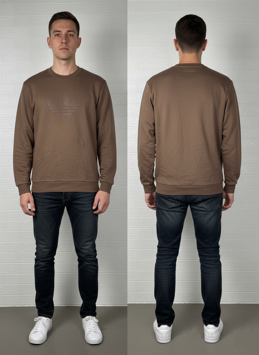 Adidas Originals Brown Sweatshirt Men’s Size Large Trefoil Logo Crewneck Pullover