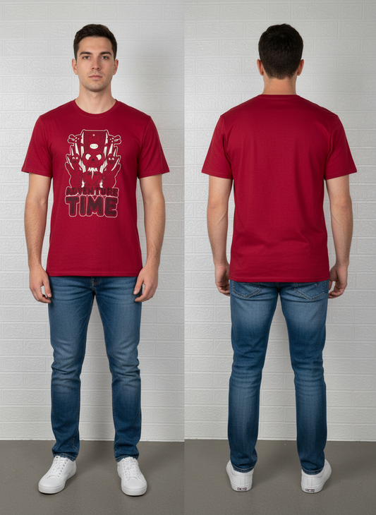 Adventure Time Graphic T-Shirt S - Cartoon Network Finn & Jake Red Tee